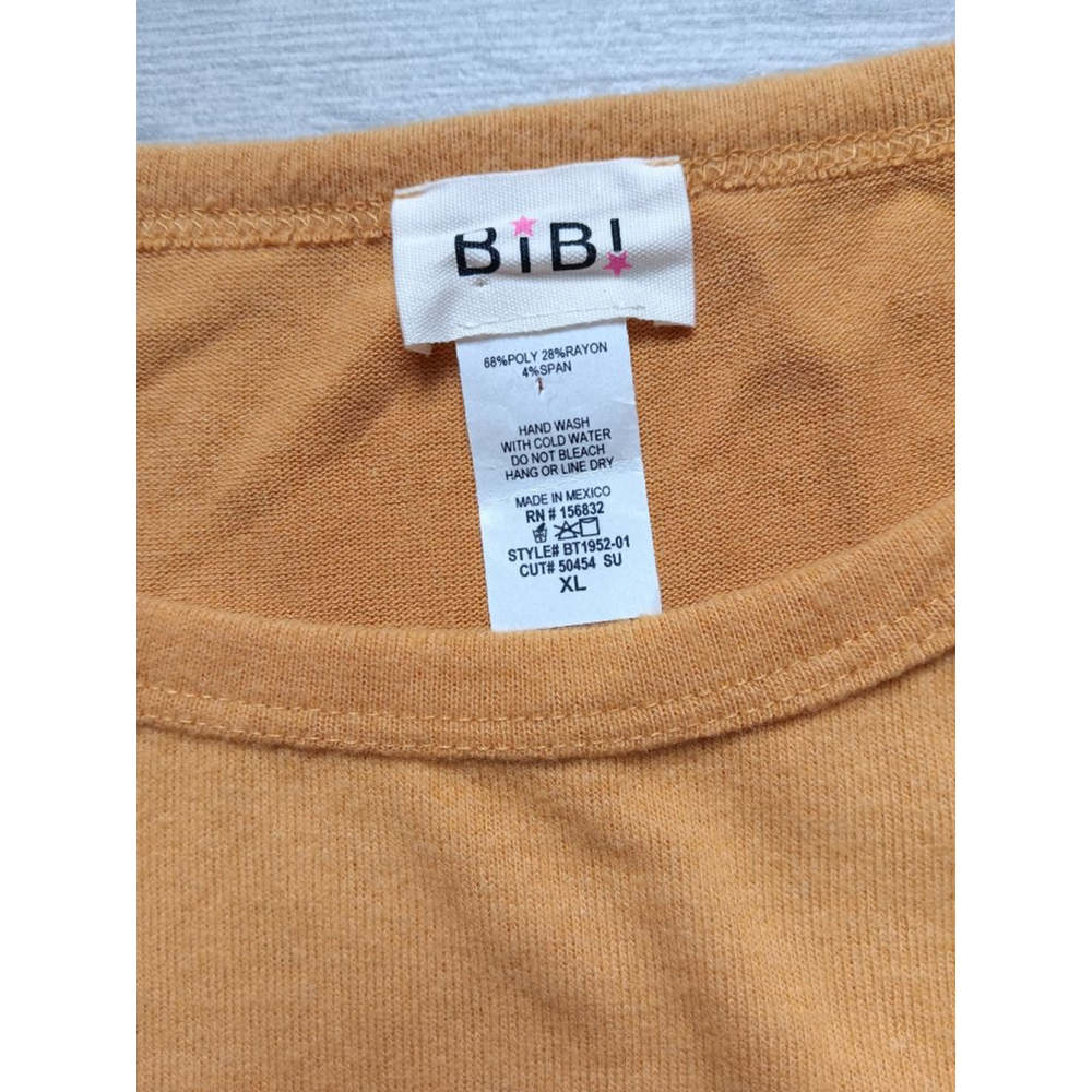 Women's BiBi Top XL Yellow Cutout Shoulder Long Sleeve - Picture 2 of 2